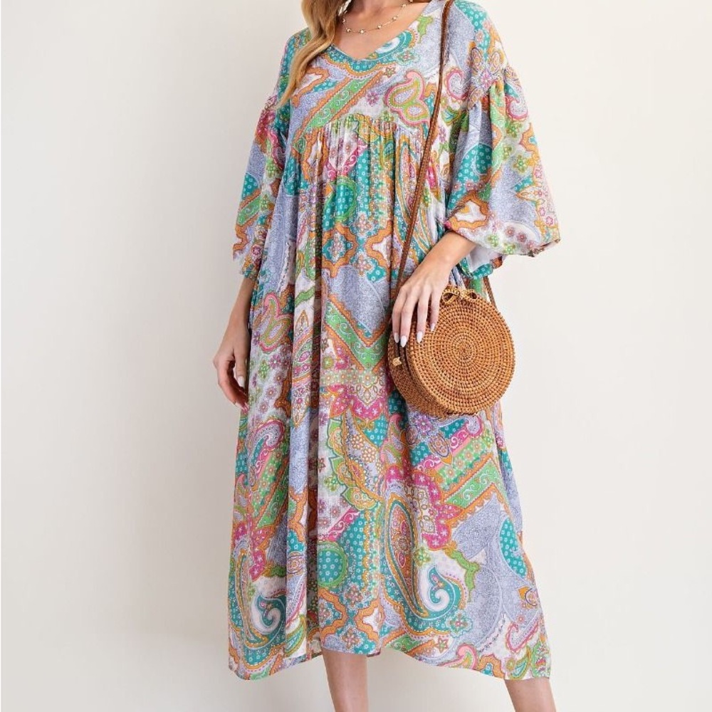 Easel Multicolor Paisley Maxi Dress